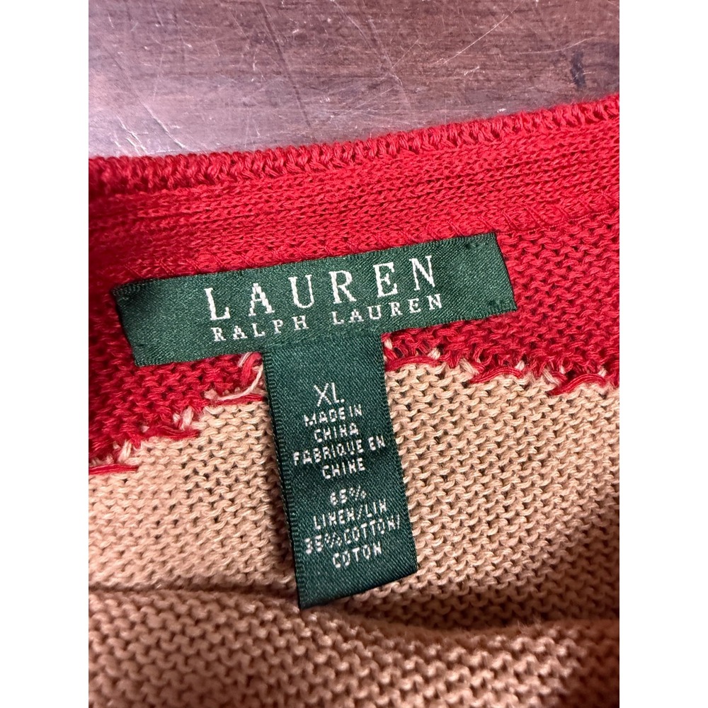 Ralph Lauren Southwestern Top Sweater Sleeveless | Brown Red Tan | Size XL - Picture 4 of 9